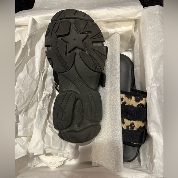 Authentic - CHRISTIAN DIOR Animal Print Grosgrain Trim Slides - Picture 9 of 10